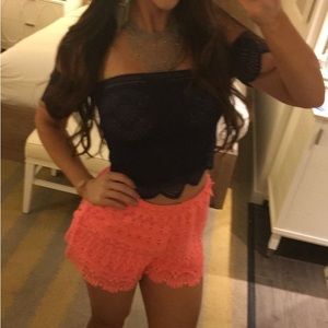Gianni Bini Crochet Neon Shorts